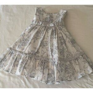 Girls Baby Dress Savannah 12 months White Gray Flowers Roses layered skirt Tule